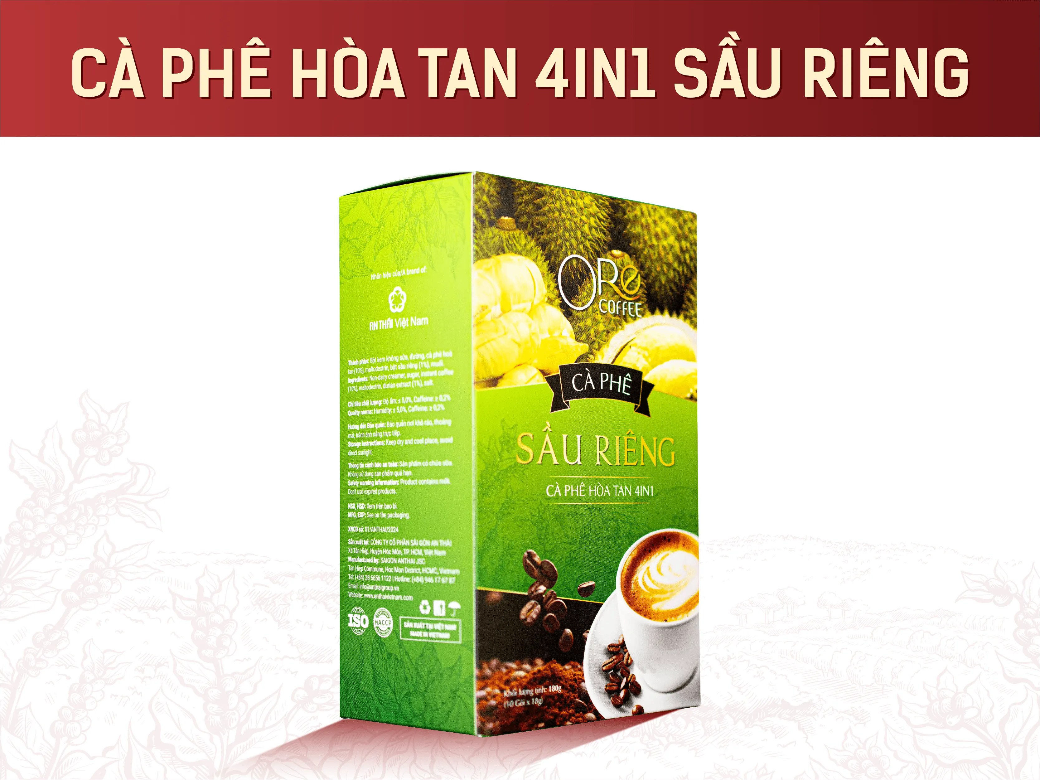 Ore Coffee - Cà phê hòa tan 4in1 Sầu Riêng